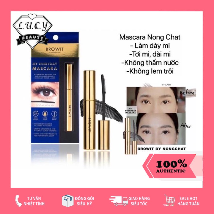 Hàng Thái- Mascara Browit Nongchat Thái Làm Dày Dài Mi Chuyên Dụng Cho Makeup, Chuốt mi Brownit My Everyday Macara