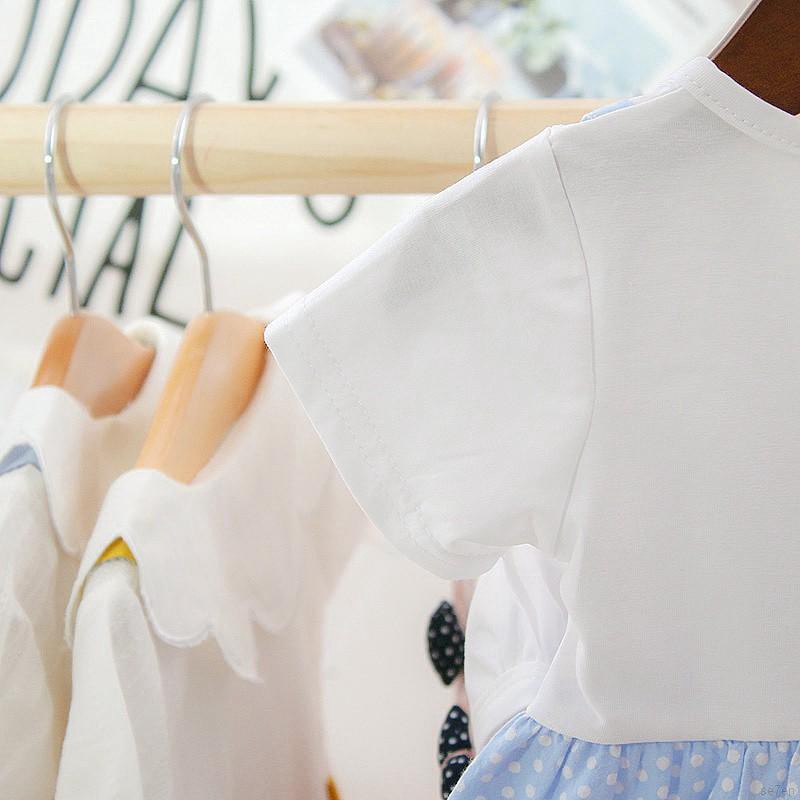 Đầm xòe ngắn tay họa tiết chấm bi xinh xắn dành cho bé gái