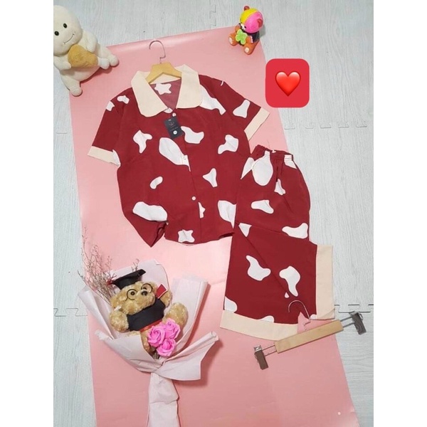 Đồ bộ nữ lửng mặc nhà hoạ tiết bò sữa dễ thương ❤️free ship❤️