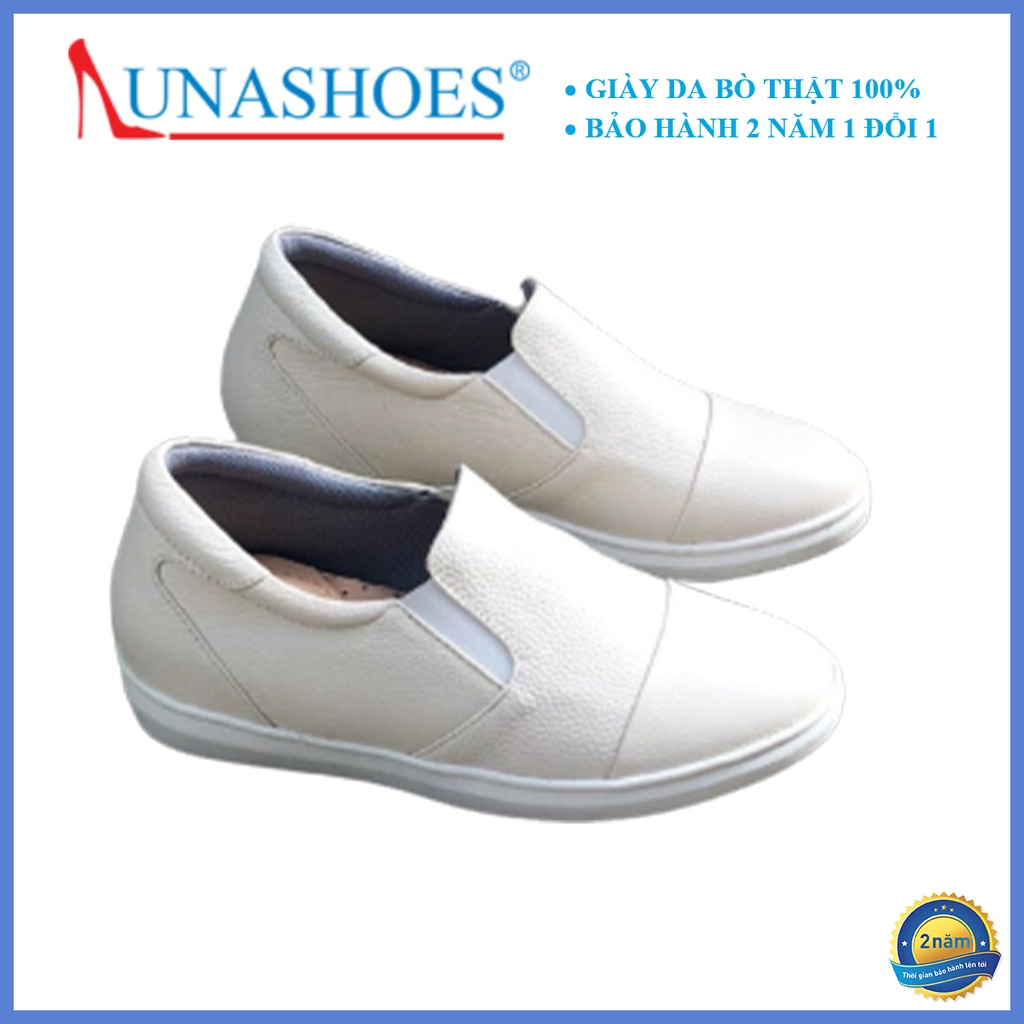 Giày lười nữ, slip on Lunashoes (709) da bò thật mềm đế cao su cao 5p cực đẹp hack chiều cao giầy trung niên cho mẹ