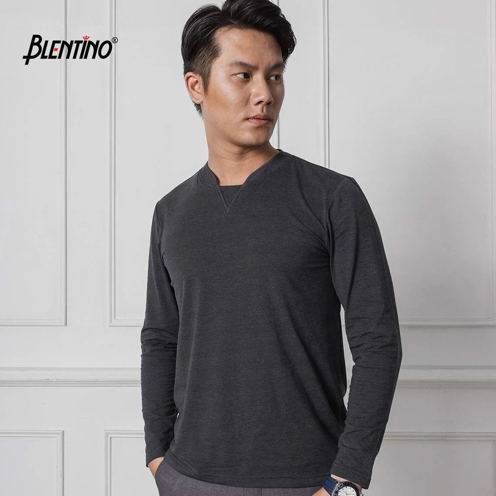 Áo Thun Nam Thu Đông Dài Tay Cổ Tim BlenTino Tay Dài Chất Liệu Cotton Co Giãn, Bền Màu (BTSTD-05)