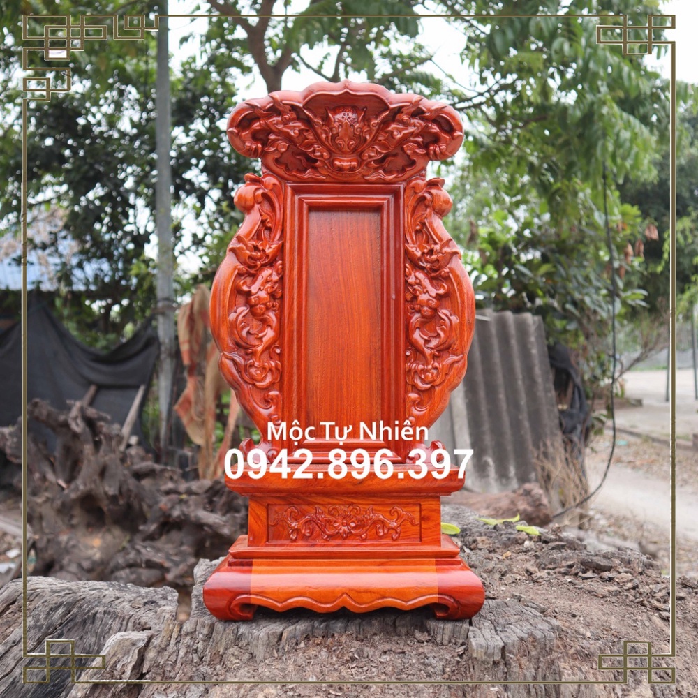 Long vị gia tiên trạm rồng gỗ hương cao 51x25x10
