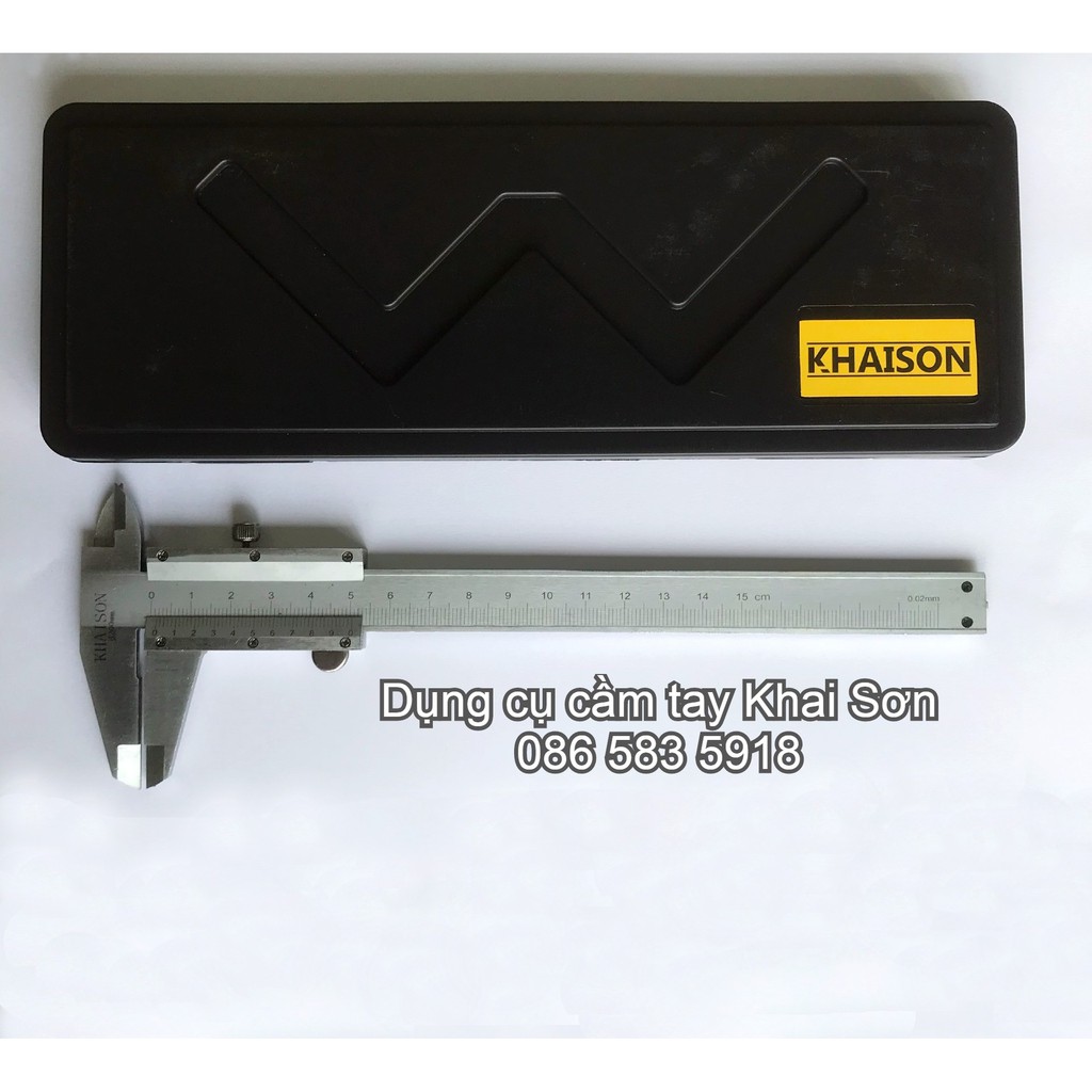 Thước kẹp cơ khí Khaison, thước kẹp bằng thép có hộp đựng cao cấp 150mm