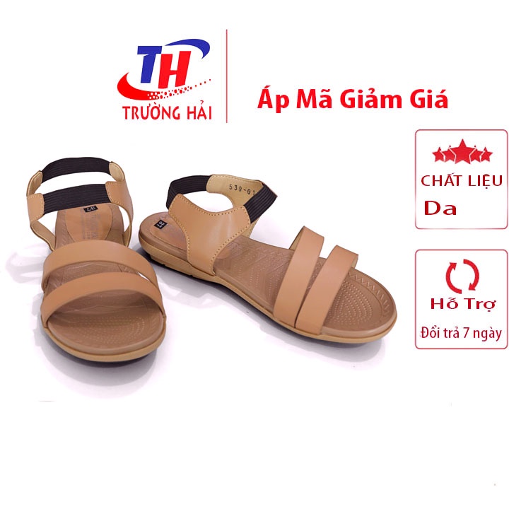 Xăng đan nữ Trường Hải Đế bệt Màu vàng da mềm cao cấp XD125