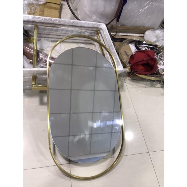 Gương treo tường trang trí-Gương oval treo tường-Gương inox mạ vàng