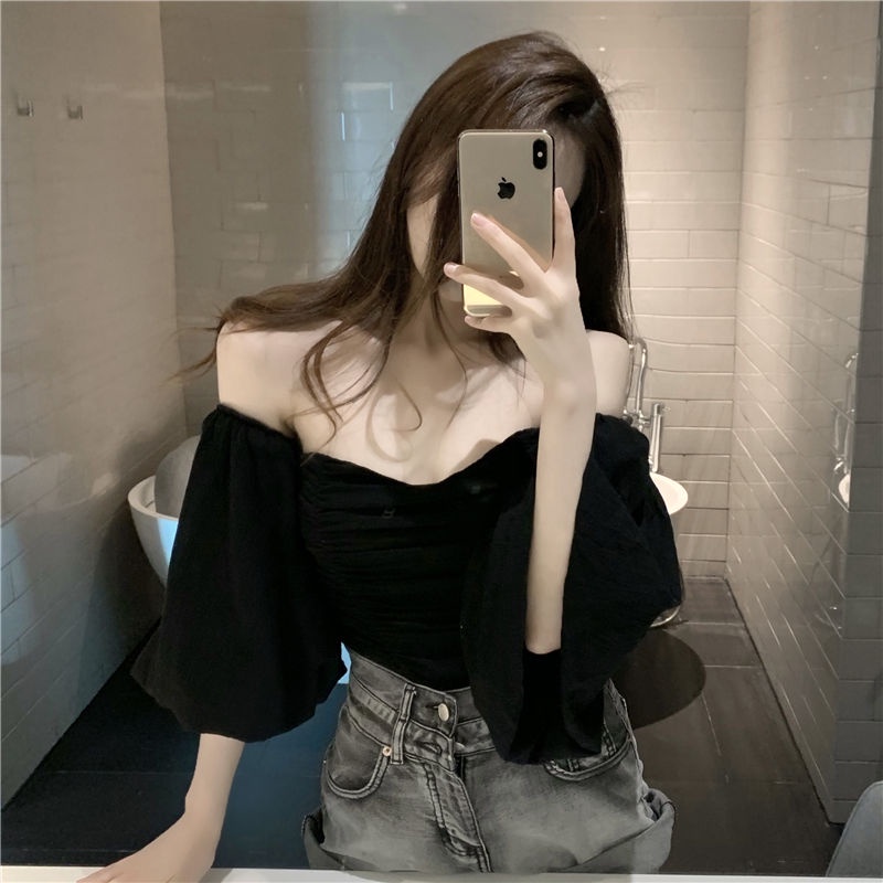 Áo kiểu COZOKC tay ngắn dáng ôm phong cách Hàn Quốc hợp thời trang