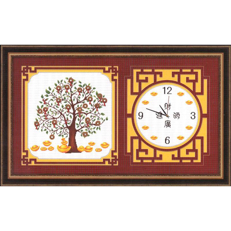Tranh Thêu Chữ Thập Đồng Hồ Cây Tài Lộc 56696 (KHÁCH TỰ THÊU) KT:70X40CM