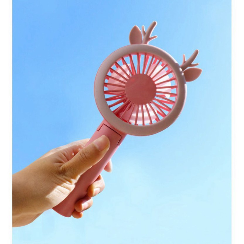 Quạt cầm tay IMEBOBO quạt cầm tay tích điện mini 3 tốc độ tặng kèm 4 cặp nơ trang trí siêu cute