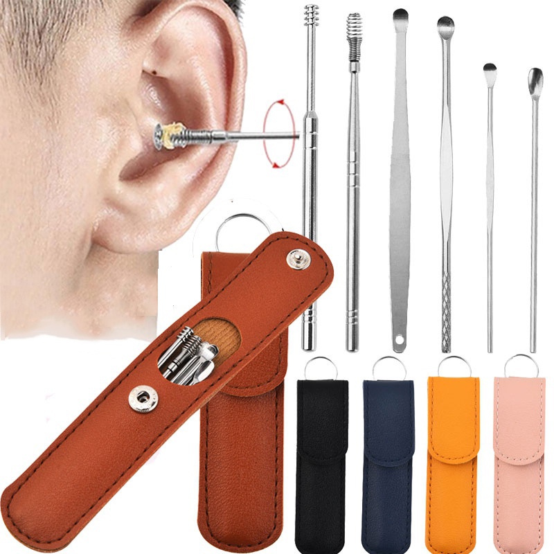 Set 6 Dụng Cụ Lấy Ráy Tai Bằng Nhựa ABS Tái Sử Dụng Tiện Lợi