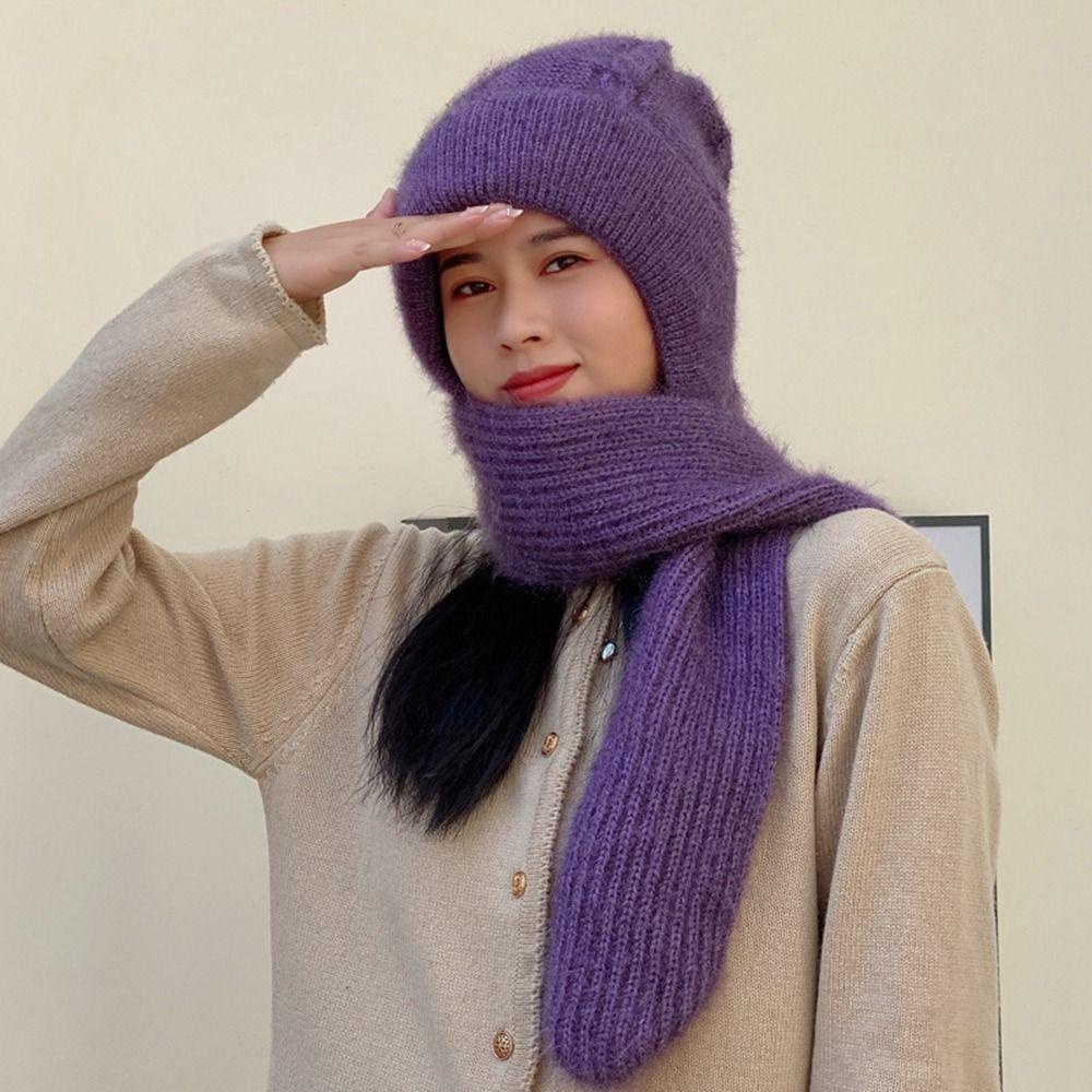QQMALL Mũ beanie Trùm Đầu Bảo Vệ Tai Chống Gió Màu Trơn Giữ Ấm Tiện Dụng