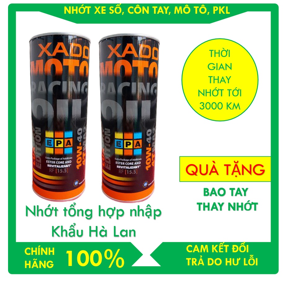 Nhớt Xado Racing 10W40 dùng cho tay côn, xe số như Exciter, Raider, Sonic... nguyên tem chính hãng, nhập Hà Lan