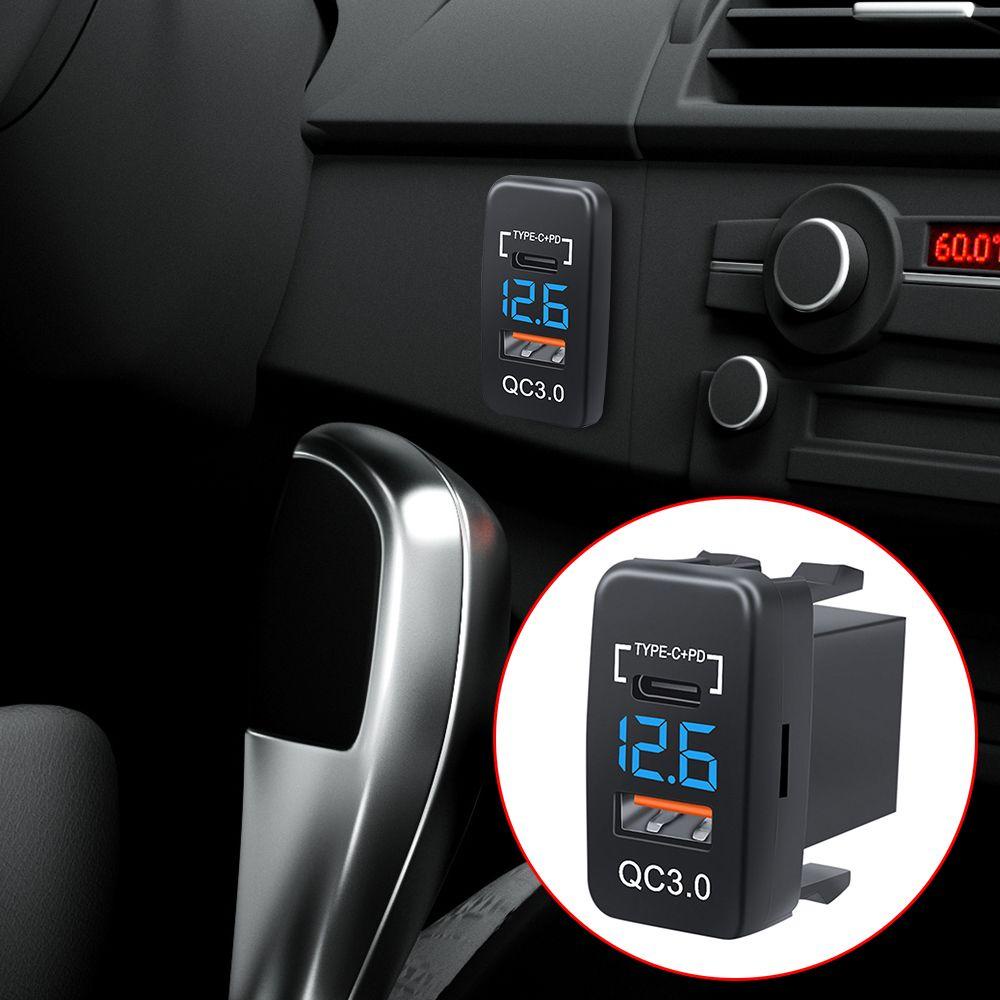 Ổ Cắm Sạc Nhanh USB Loại C PD Có Đèn LED Hiển Thị Vôn Kế Cho Xe Hơi