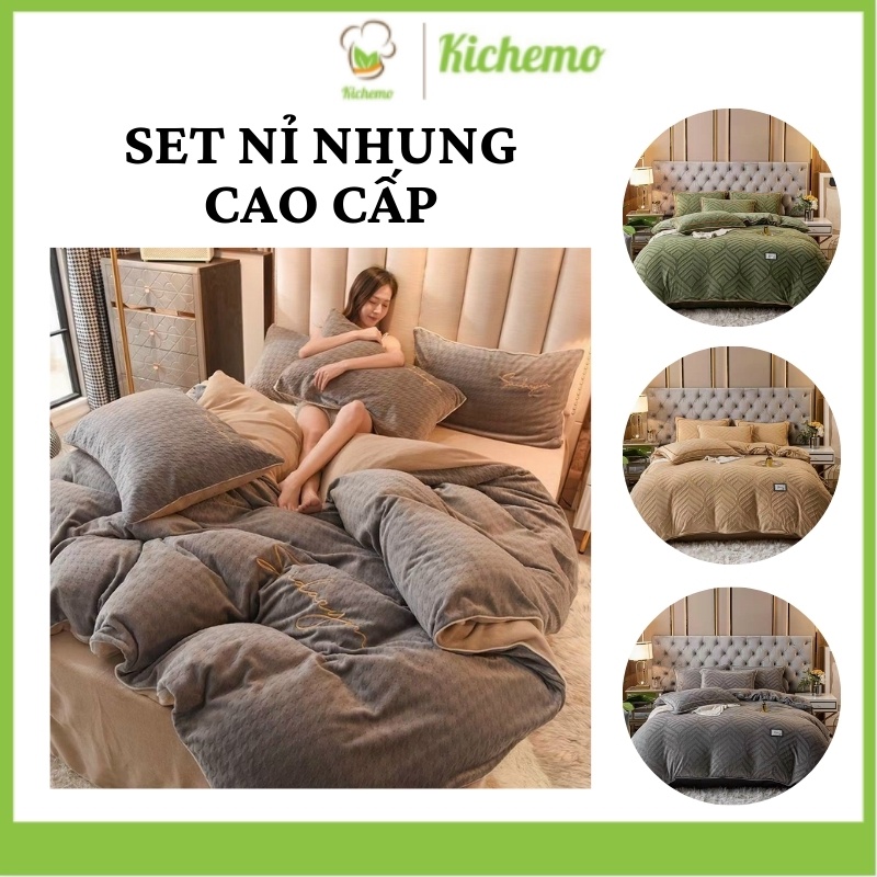 Bộ nỉ nhung dệt vân chìm vân nổi mẫu mới