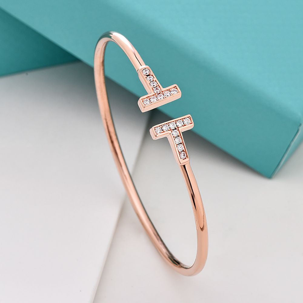 Vòng tay hợp kim hình chữ T đính đá nhiều màu thời trang Hàn Quốc cổ điển cho nữ