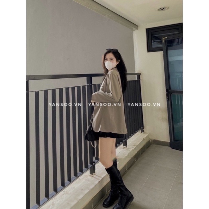 Áo Khoác Blazer nữ một khuya xẻ Vạt Hàn Quốc , áo khoác from rộng blazer tay dài YANSOO