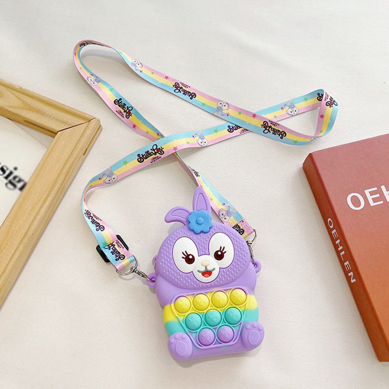 Túi đeo vai hình thỏ hoạt hình bằng silicon thời trang cho bé gái