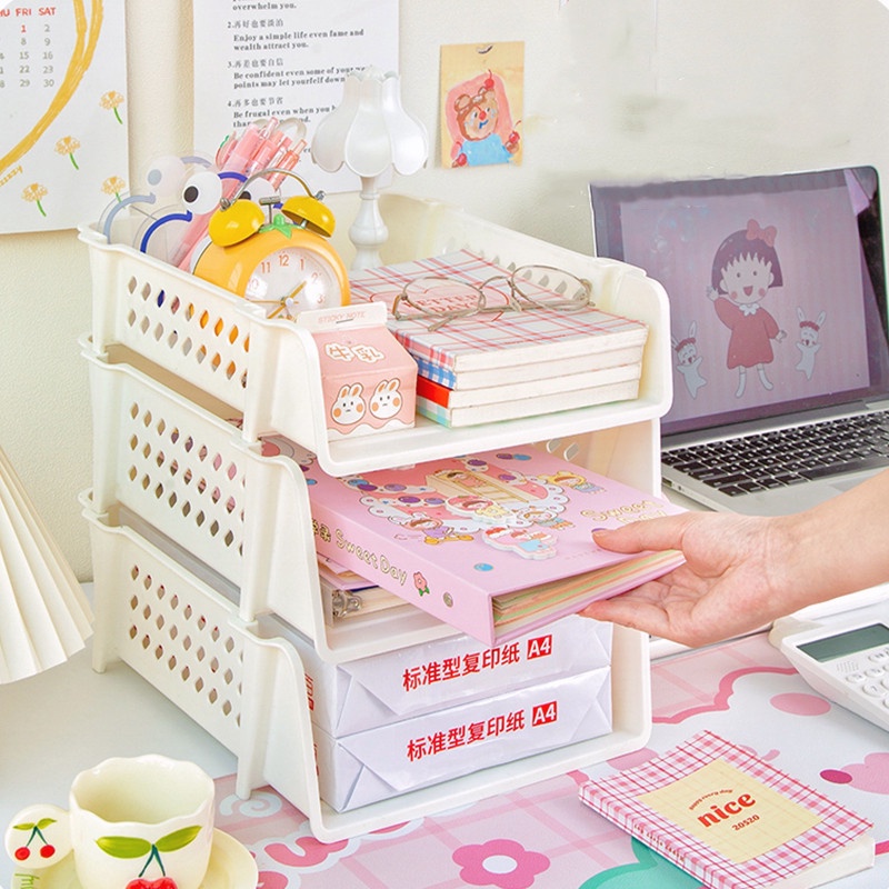 1 Kệ Đựng Tài Liệu Cỡ A4 Để Bàn Bằng Nhựa Tiện Dụng Cho Phòng Tắm/Nhà Bếp