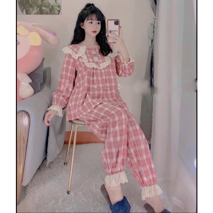 BỘ NGỦ CARO PHỐI REN BÈO