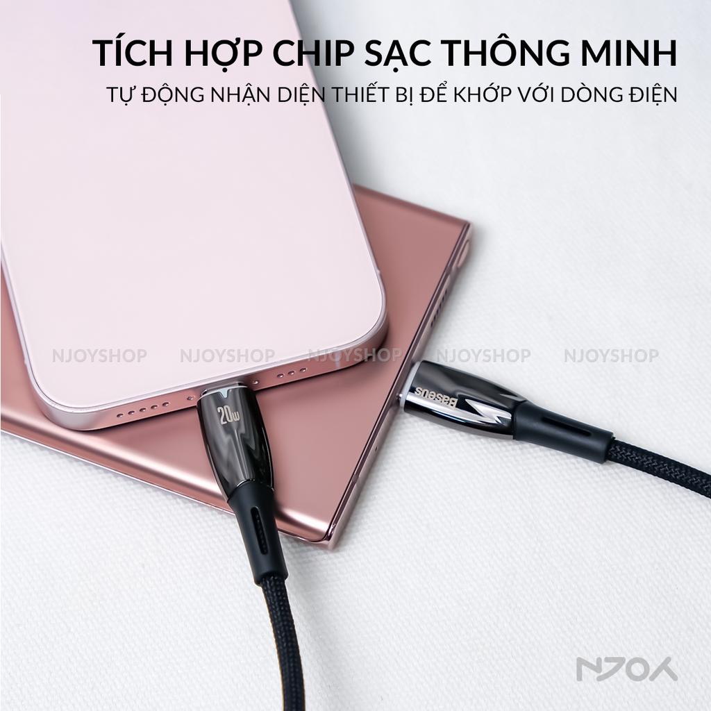 Cáp Sạc Nhanh 20W PD Đèn Led Báo Sạc Cho IP14/13/12/12/11 Chính Hãng Baseus Glimmer Type C to L Njoyshop