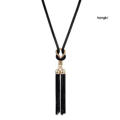 Vòng cổ hợp kim dáng dài phối tua rua thời trang cho nữ