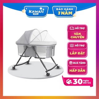 Nôi cho bé gấp gọn Kawaii Home, nôi em bé sơ sinh có bánh xe di chuyển dễ dàng - Bảo hành 12 tháng (TẶNG:Màn chống muỗi)