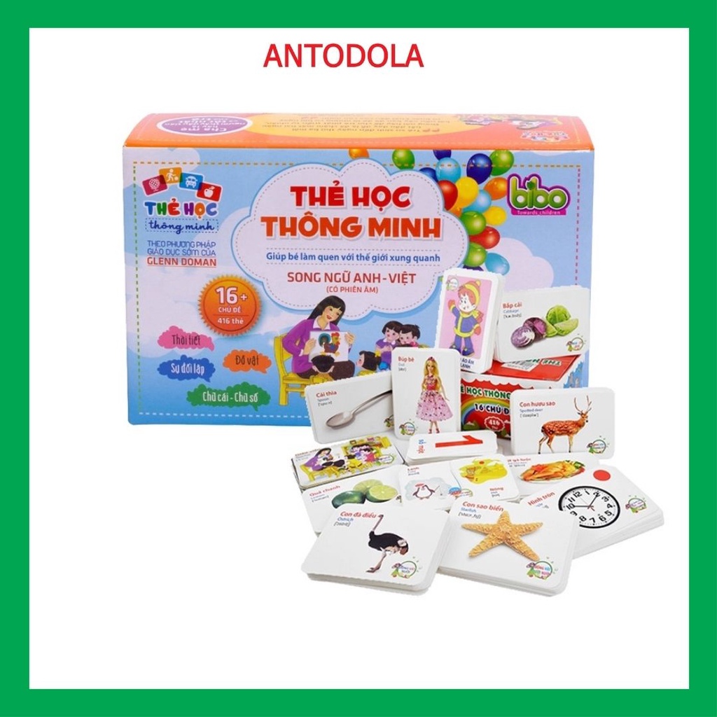 Thẻ Học Thông Minh Cho Bé Loại Cứng To 16 Chủ Đề Có Hình Ảnh Minh Họa Và Phiên Âm Tiếng Anh
