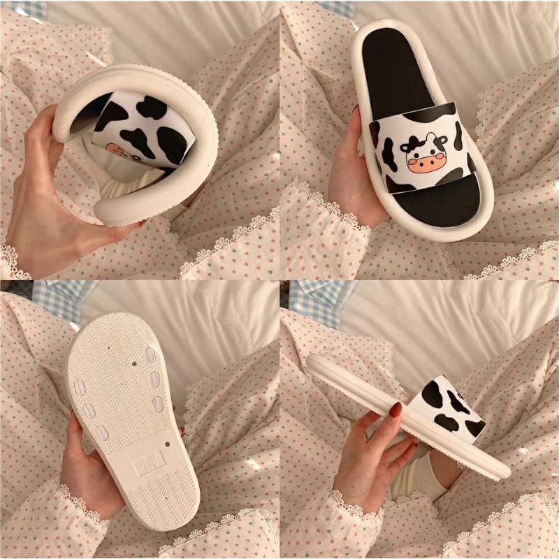 Dép họa tiết bò sữa ulzzang hàng taobao