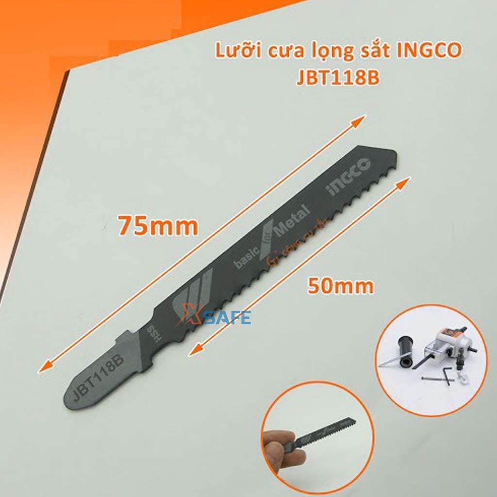 Bộ lưỡi cưa lọng kim loại INGCO JBT118B chất liệu HSS, bộ răng gợn sóng, mịn, dùng cắt tấm kim loại dày vừa (2,5-6mm)
