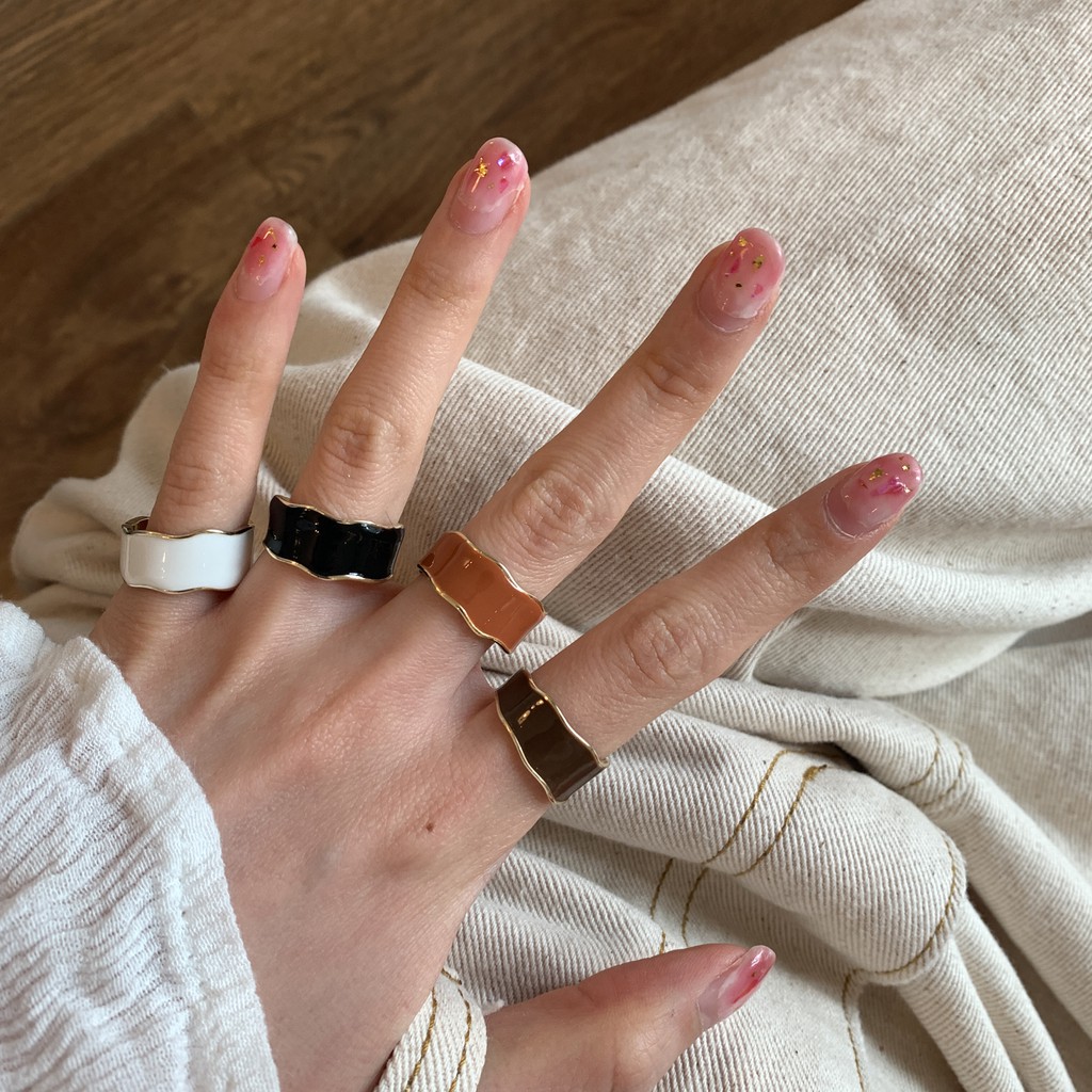 Nhẫn hở tráng men phong cách Vintage đơn giản Hàn Quốc