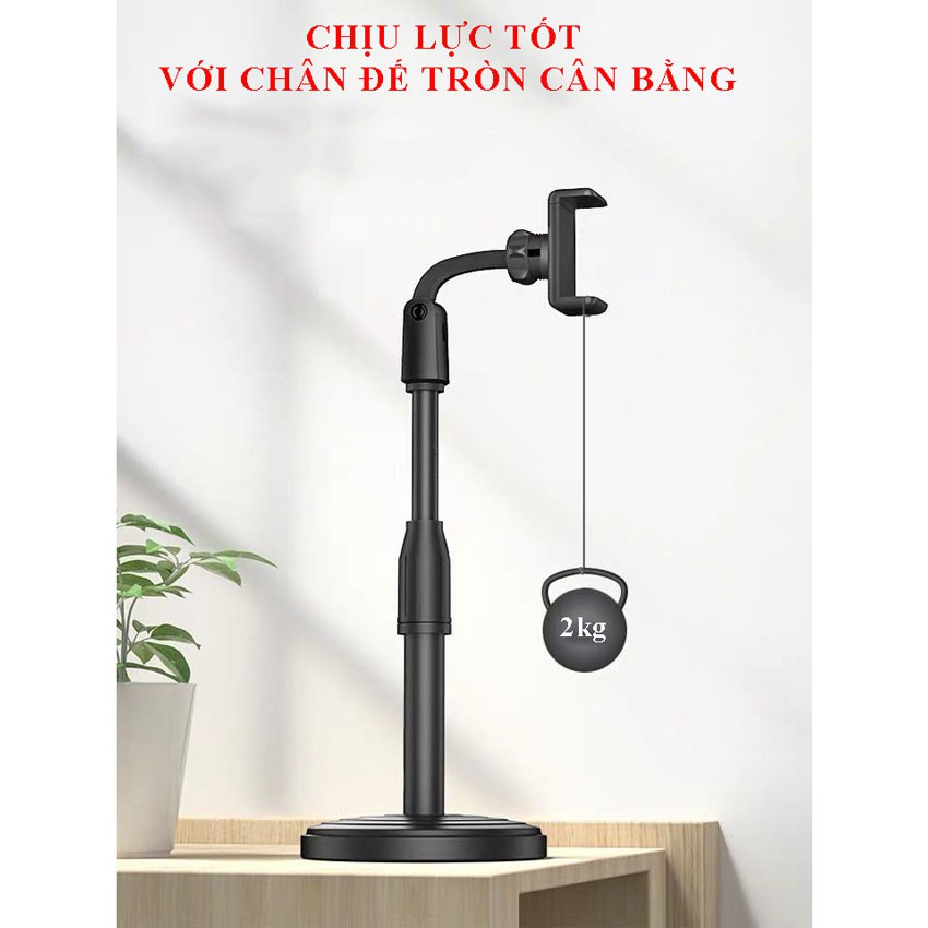 Giá Đỡ Điện Thoại Microphone Stands, Kẹp Chống Lưng 360 ,Đế Chân Tròn Để Bàn, Gia Đỡ Tiện Lợi Đa Năng