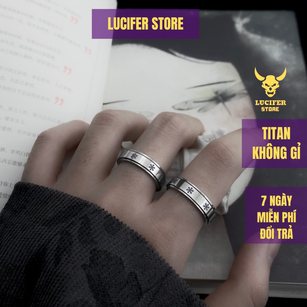 Nhẫn Nam Bạc Đính Đá Đẹp Cá Tính Unisex HipHop Basic Ngầu Trơn Nam Flake Ring Lucifer Store Nhẫn Titan Không Gỉ - Flake