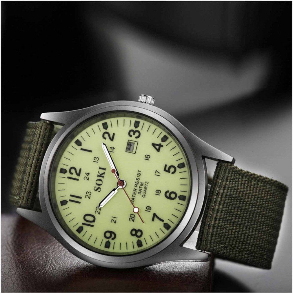 [G02] Đồng hồ thời trang nam nữ SOKI Sk03 dây nato cực chất, kiểu dáng quân đội thể thao S023
