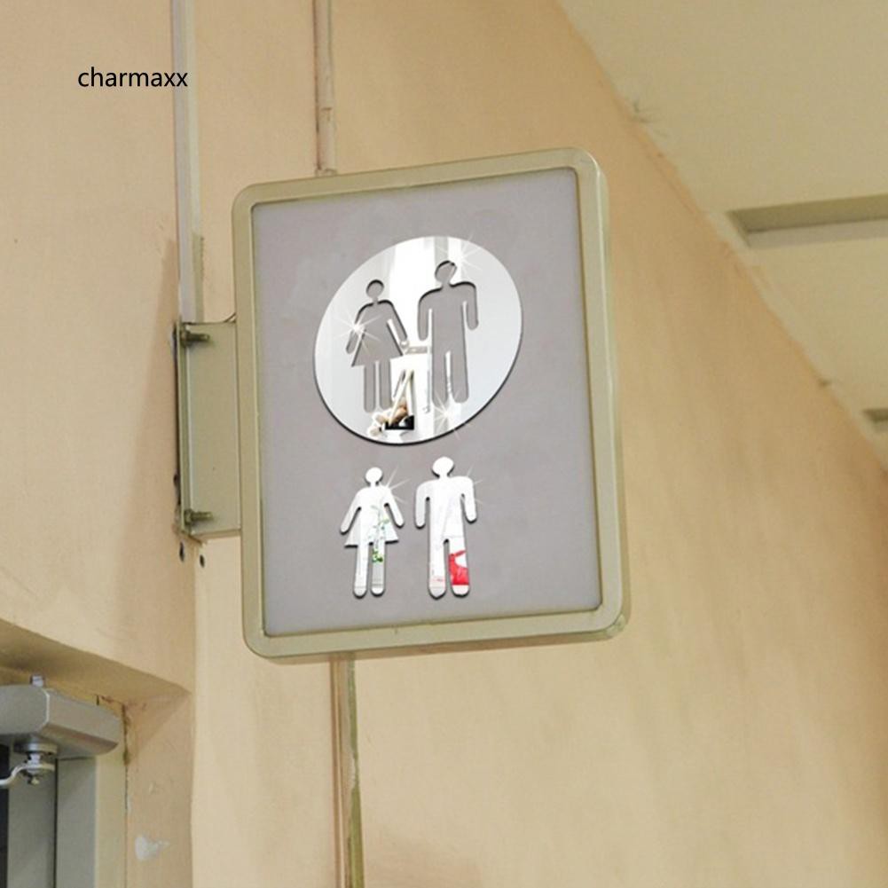 3 miếng gương decal dán tường WC tháo được hình nam & nữ