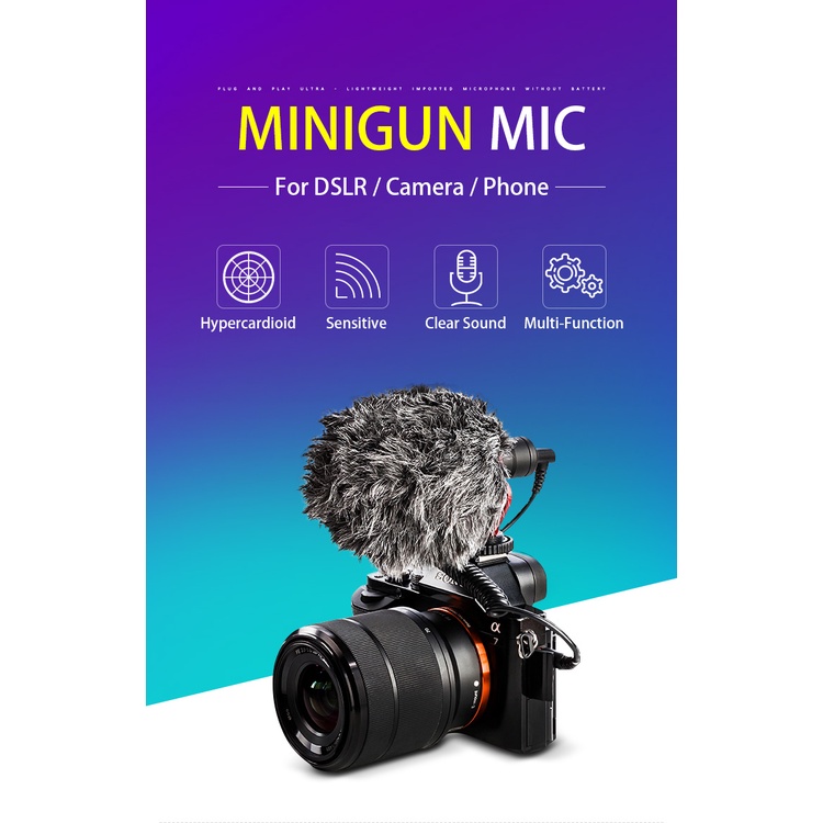 Microphone Minigun | Mic thu âm cho camera hành động GoPro | DJI | điện thoại