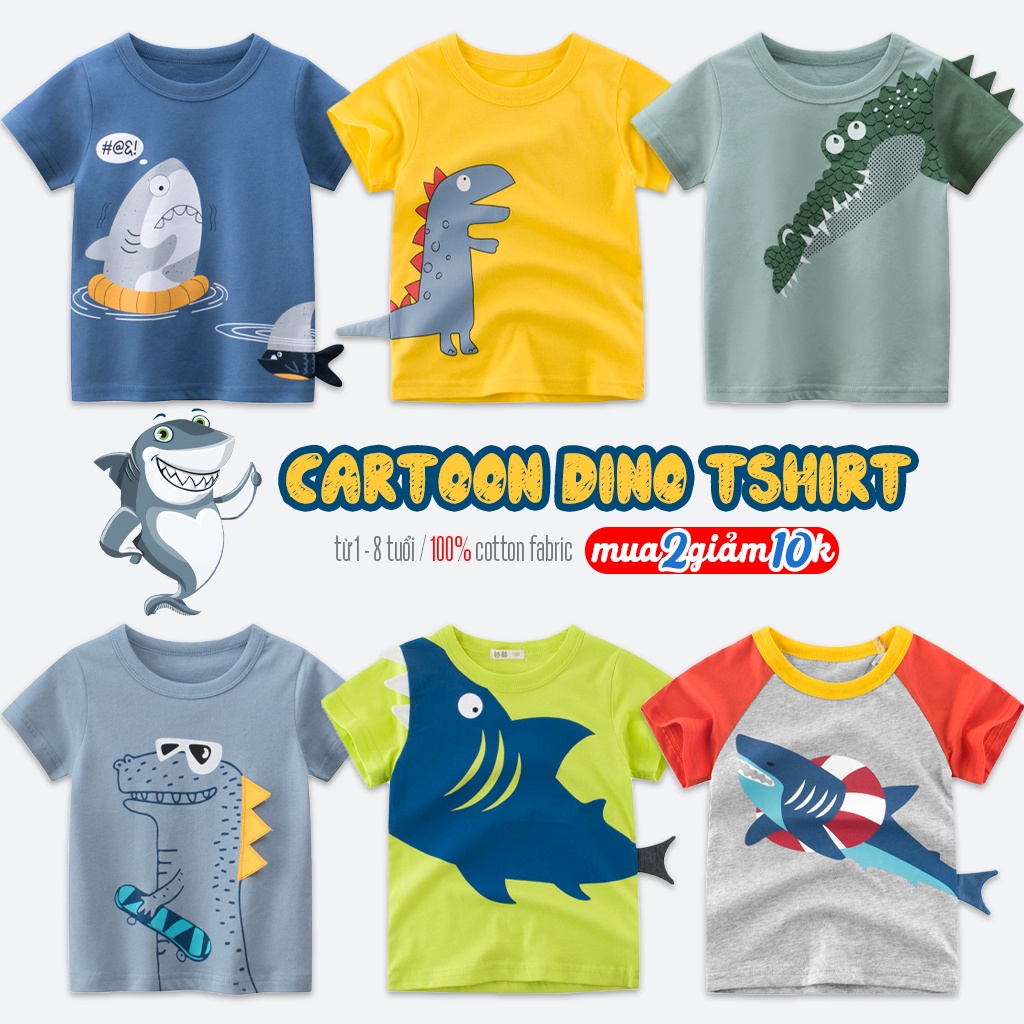 Áo thun bé trai cộc tay 27KIDS hoạ tiết 3D đáng yêu chất cotton hàng xuất Âu Mỹ