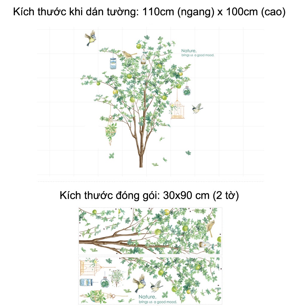 Decal dán tường, tranh dán tường canh xanh trang trí nhà cửa C84