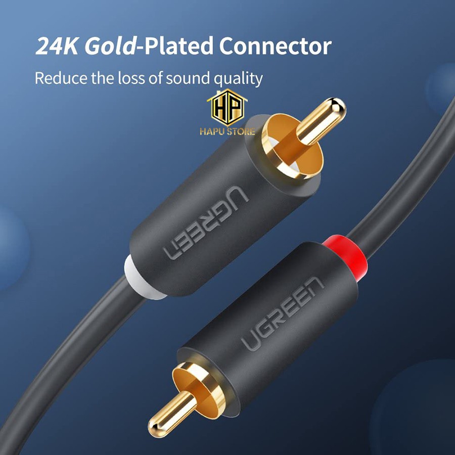 Cáp âm thanh 2 đầu hoa sen RCA - Cáp AV Ugreen 30747 dài 1m cao cấp - Hapustore