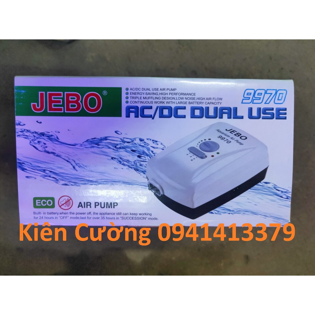 Máy sủi oxy tích điện Jebo 9970 combo dây ông + đầu sủi dùng cho hồ cá cảnh