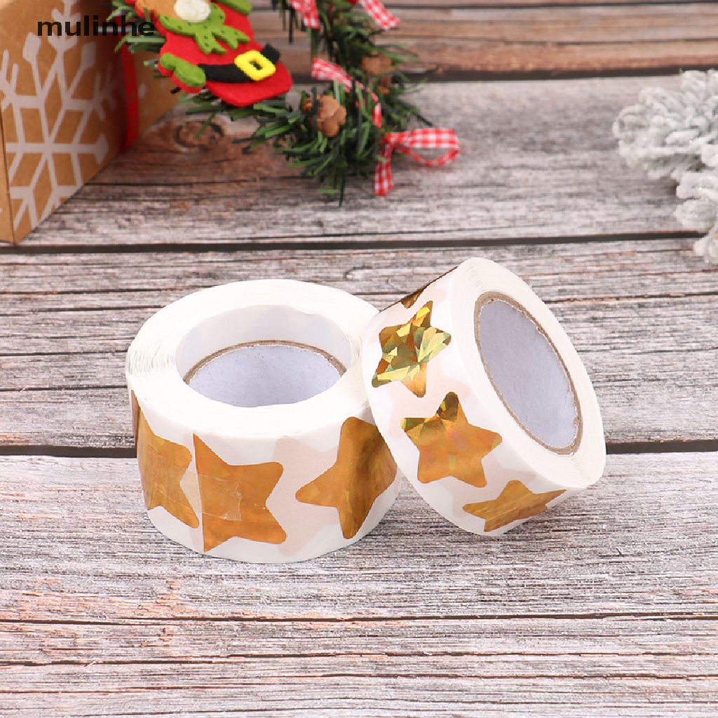 Cuộn 500 Sticker Hình Ngôi Sao Màu Vàng Để Khen Thưởng Cho Bé