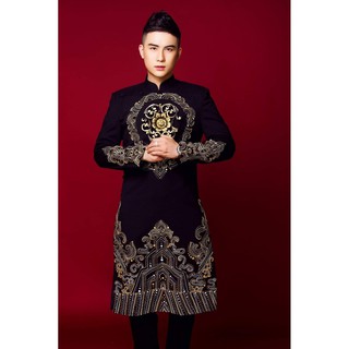 Áo Dài Nam Truyền Thống Họa Tiết Vẽ Tay Cao Cấp, Thiết kế Tay Vest Sang trọng
