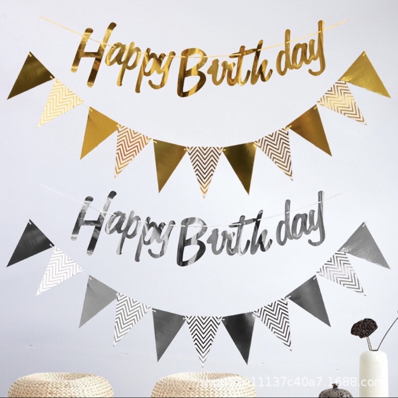 Dây chữ HAPPY BIRTHDAY ép kim trang trí tiệc, sinh nhật cực đẹp