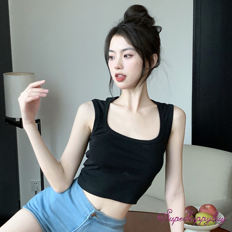 Áo Tank Top Cổ Vuông Kiểu Dáng Thể Thao Trẻ Trung Năng Động Dành Cho Nữ C24