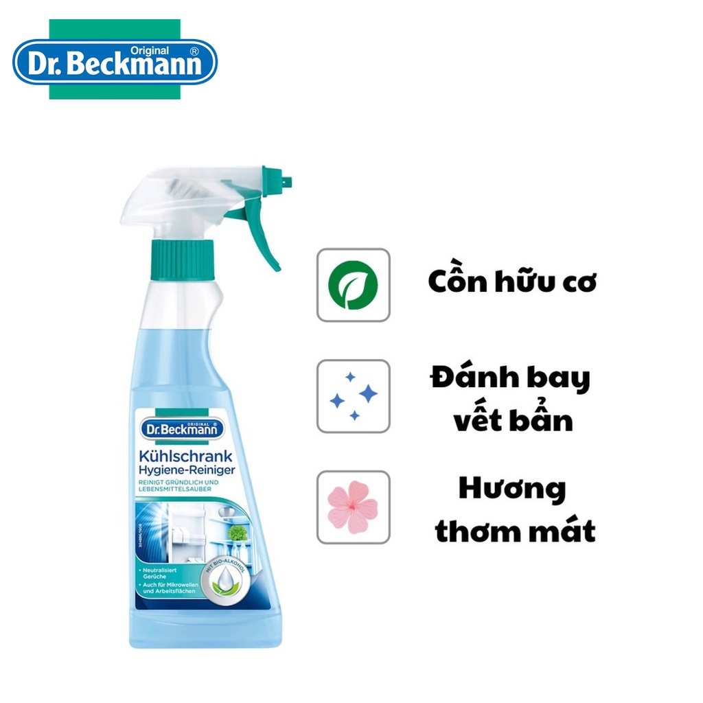 Chai xịt vệ sinh khử mùi cho tủ lạnh, lò vi sóng, mặt đá ốp Dr Beckmann, chai 250ml - hàng nhập khẩu Đức