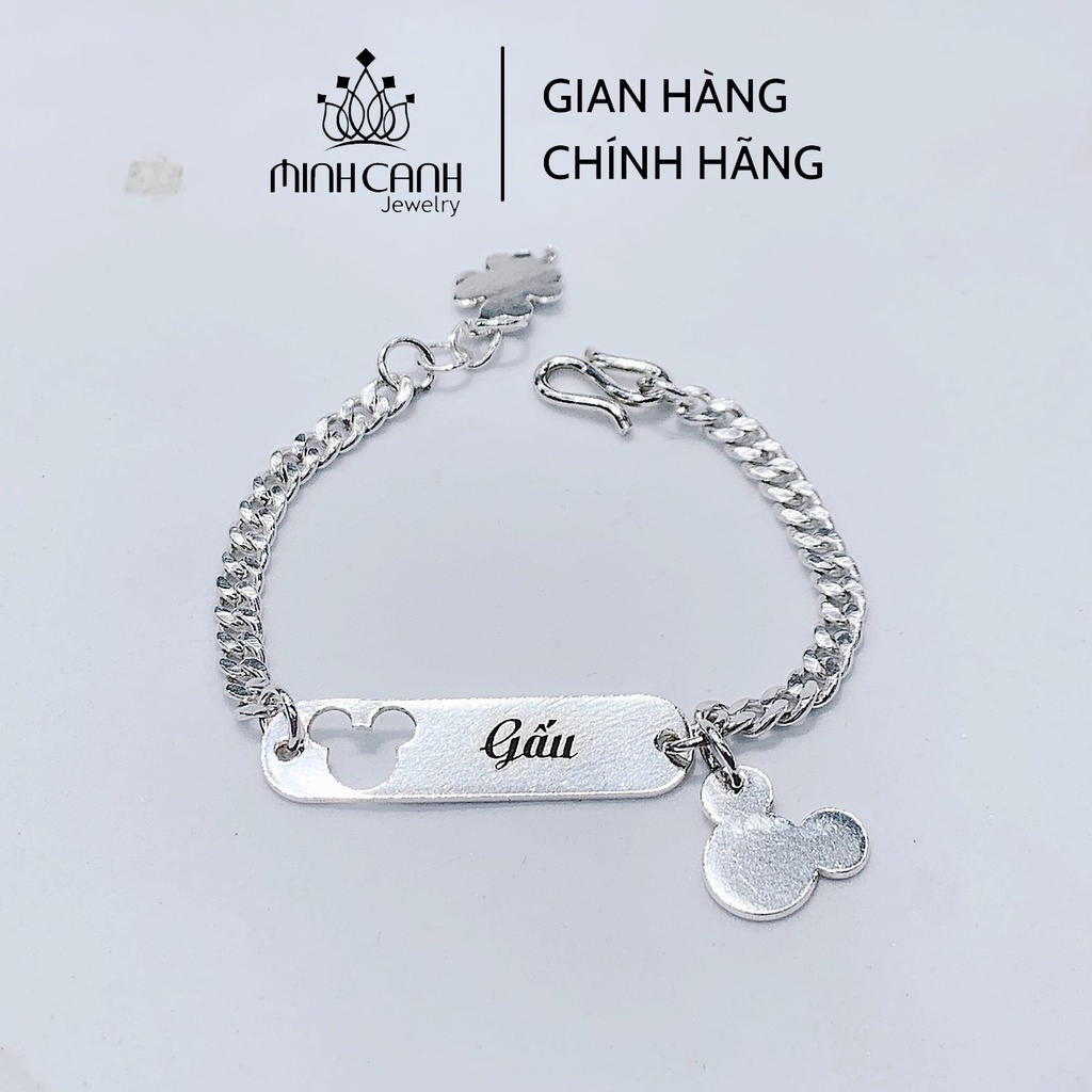 Lắc Bạc Hình Gấu Khắc Tên Cho Bé Minh Canh Jewelry