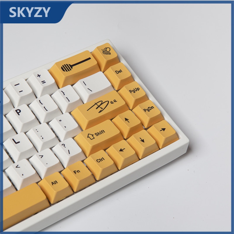 Honey Milk Keycaps Cherry Profile Bee Keycaps PBT Dye Thăng hoa Bàn phím cơ Keycap 133 Phím