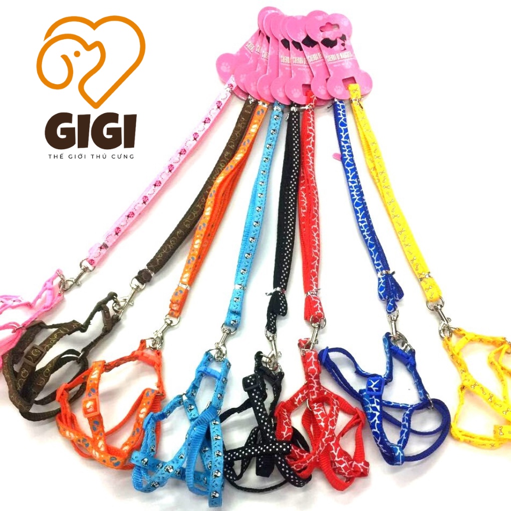 Dây dắt thú cưng dạng yếm loại dày vải bò nhiều màu giá rẻ phụ kiện cho thú cưng chó mèo dùng khi đi dạo - GiGi Pet Shop