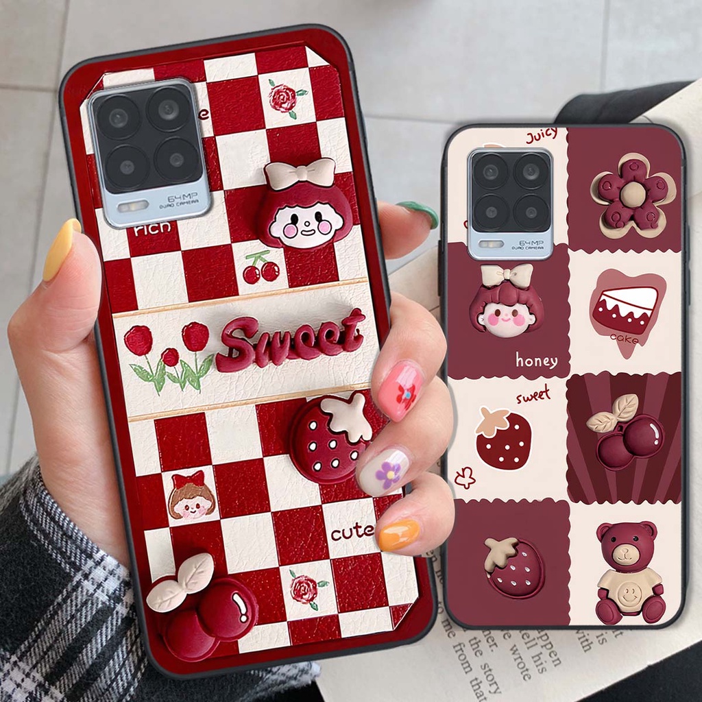 Ốp Realme 8 in hình trái tim, caro kẹo ngọt đầy cá tính siêu đẹp siêu chất