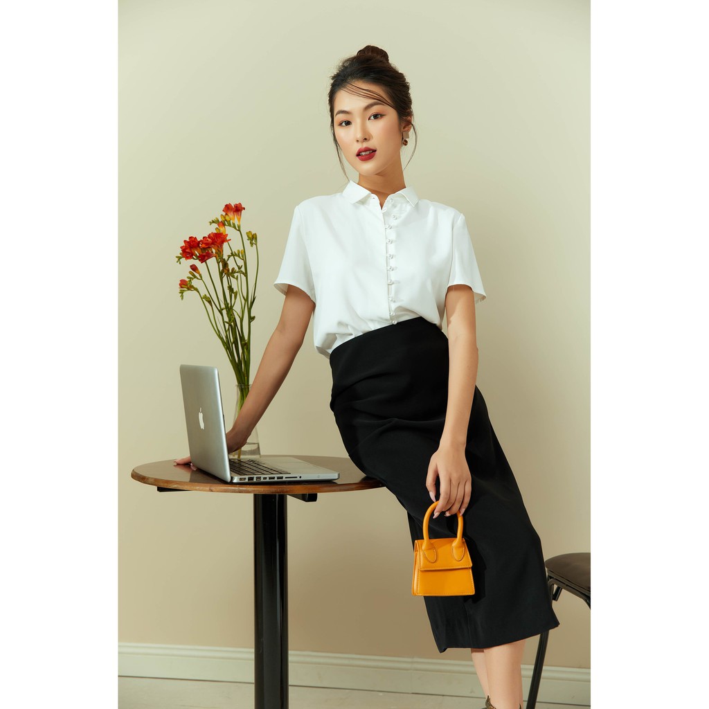 Áo sơ mi khuy ngọc nữ IVY moda MS 16M6363