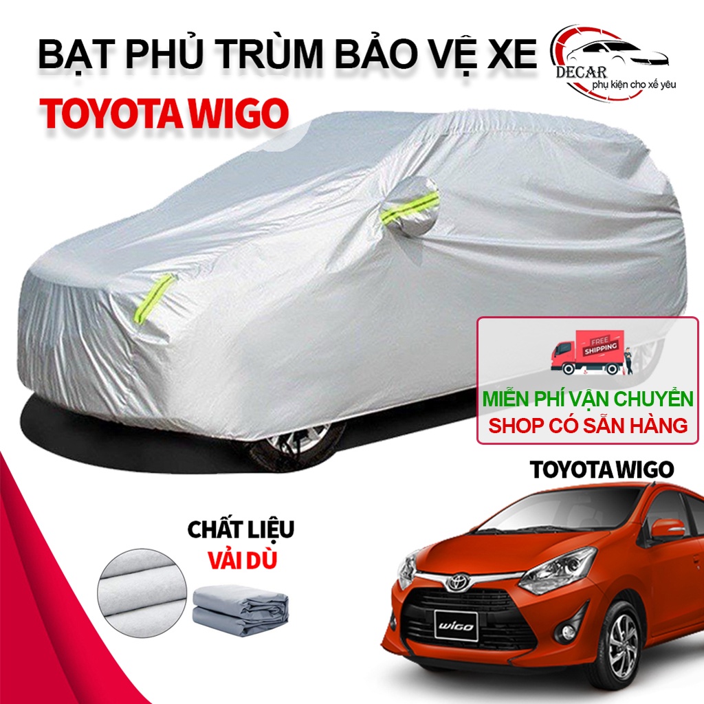 Bạt vải dù Oxford bảo vệ xe Toyota Wigo thông minh, áo che trùm phủ kín xe ô tô 5 chỗ chống nắng, nóng, mưa