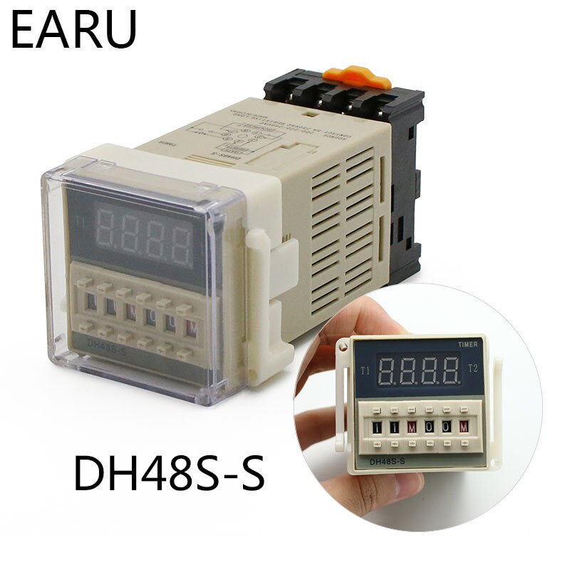 DH48S-S 0.1s-990h AC 110V 220V DC 12V 24V Chu kỳ lặp lại SPDT Hẹn giờ lập trình Rơle công tắc thời g